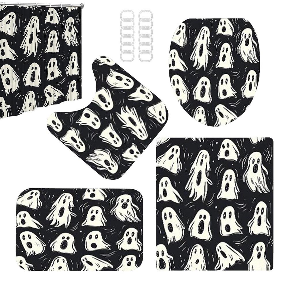 

Halloween Bathroom Curtains Waterproof Ghost Curtains For Bathroom Machine Washable Scary Halloween Decoration For Rental