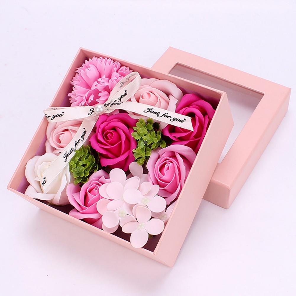 DIY Handmade Soap Flower Gift Box Artificial Scent Rose Carnation Flowers for Valentine Day Wedding Birthday Party Decoration