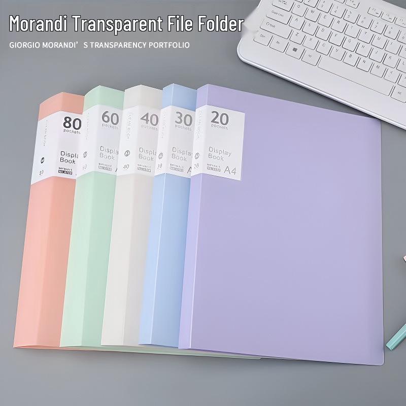 A4 Morandi Color Multi-Layer Transparent Test Paper Folder - Large Capacity for Students