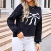 2026 Spring Women's Fashion: European & American Bow Sweater - Bestseller Plus-Size Knitwear