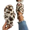 Autumn Winter Leopard Print Slippers Women's Fashion Plush Fur Slides Home Flip Flops Indoor Warm EVA Anti Slip Living Room Shoe