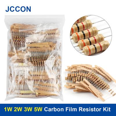 Kit assortimento gamma resistore a film di carbonio 1W 2W 3W 5W Kit resistori ohm Resistenza anello colore (0,1 ohm - 820 ohm) (1Kohm - 750Kohm)