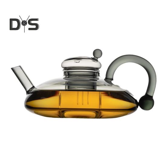 

Стеклянный чайник в форме крысиного хвоста, большой емкости, с заварниками для рассыпного чая, 18,5 унций, фильтрация из боросиликатного стекла 550ML светло-серый