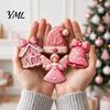 Sweet Style Christmas Party Supplies 12/24/36Pcs Pink Gingerbread Wooden Ornaments, Xmas Tree Hanging Decorations, Decorative Wood Shapes for Festive
