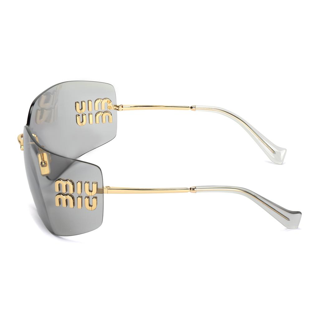 MIU MIU Letter Logo Thin Arm Alloy Irregular Shape Sunglasses Women Sunglasses Gold MU54YS5AK30B