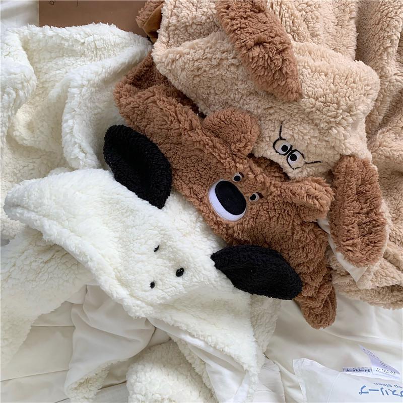 2024 Cute Cartoon Bear Hooded Shawl Blanket - Cozy and Thick for Women
