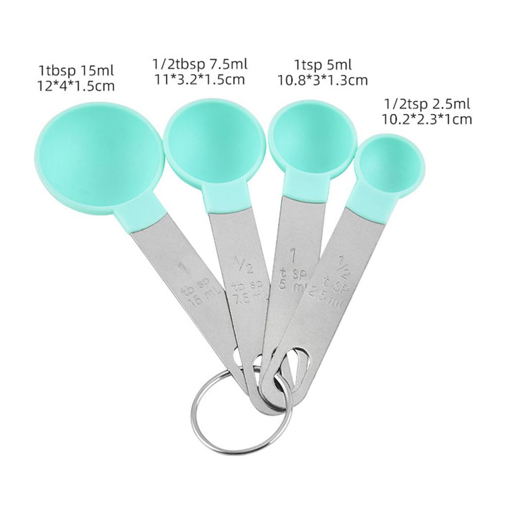 Measuring Cups Spoons Green PP 403 Stainless Steel Hanging Hole Design Double Scale Easy Cleaning