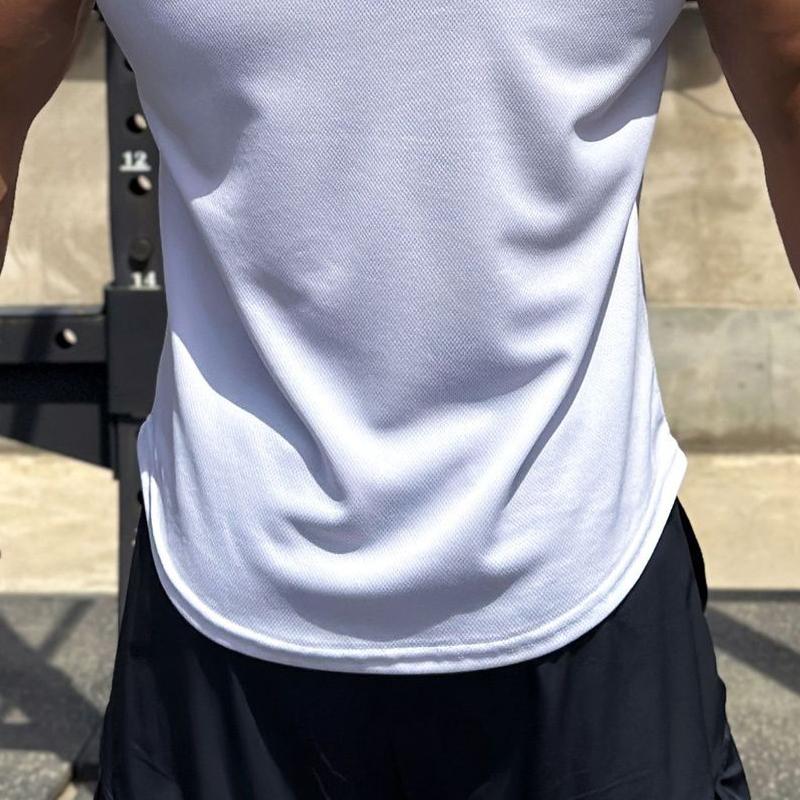 Menn Stretch Quick Dry Vest Fitness Sport Uformell ermeløs skjorte