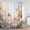 Romantic Rose Shower Curtain - Vibrant Floral & Butterfly Designs for Elegant Bathroom Décor, Waterproof, Easy Care & Soft Touch