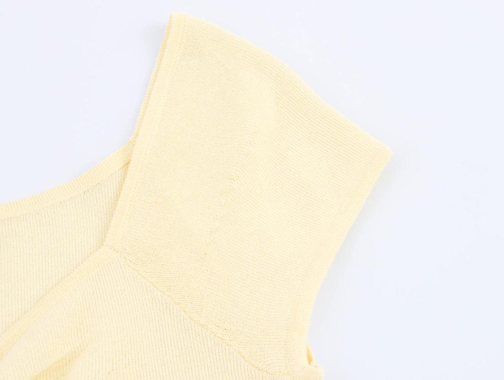 Spring 2025 Women's European & American Fashion Pleated Knit Top