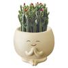 Cute Flower Pots with Drainage Hole Small Cactus Planter Resin Smile Face Flower Container for Home Room Decor