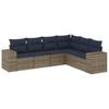6 Piece Garden Sofa Set with Cushions Gray Poly Rattan