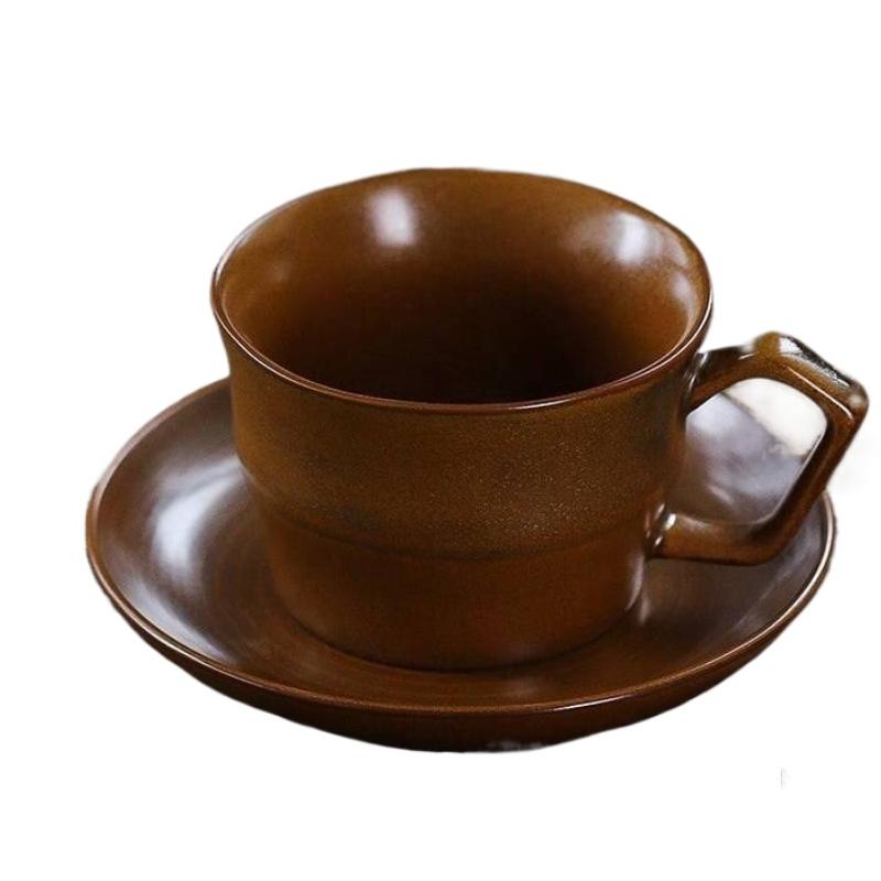 Vintage Crackle Glazed Ceramic Coffee Cup & Saucer Set For Latte Art, Afternoon Tea Cup & Saucer, Milk Tea Cup