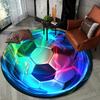Soft Soccer Themed Round Rug, Non-Slip Washable Polyester Carpet for Living Room, Bedroom, Office Decor Mat, Cozy Gift