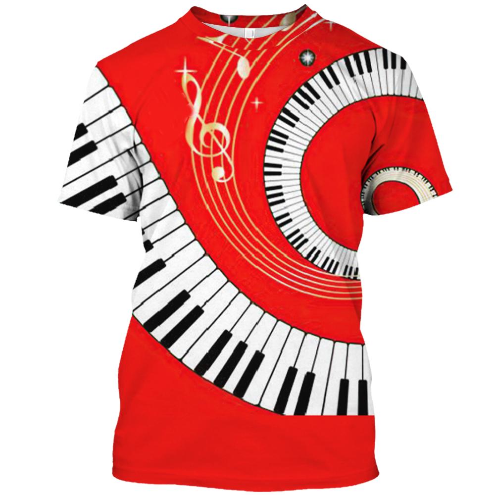 Piano Notes 3D Tricou pentru bărbați, cu uscare rapidă, la modă de vară, ocazional, pentru bărbați, cu mânecă scurtă, unisex, pentru femei, tricou Top
