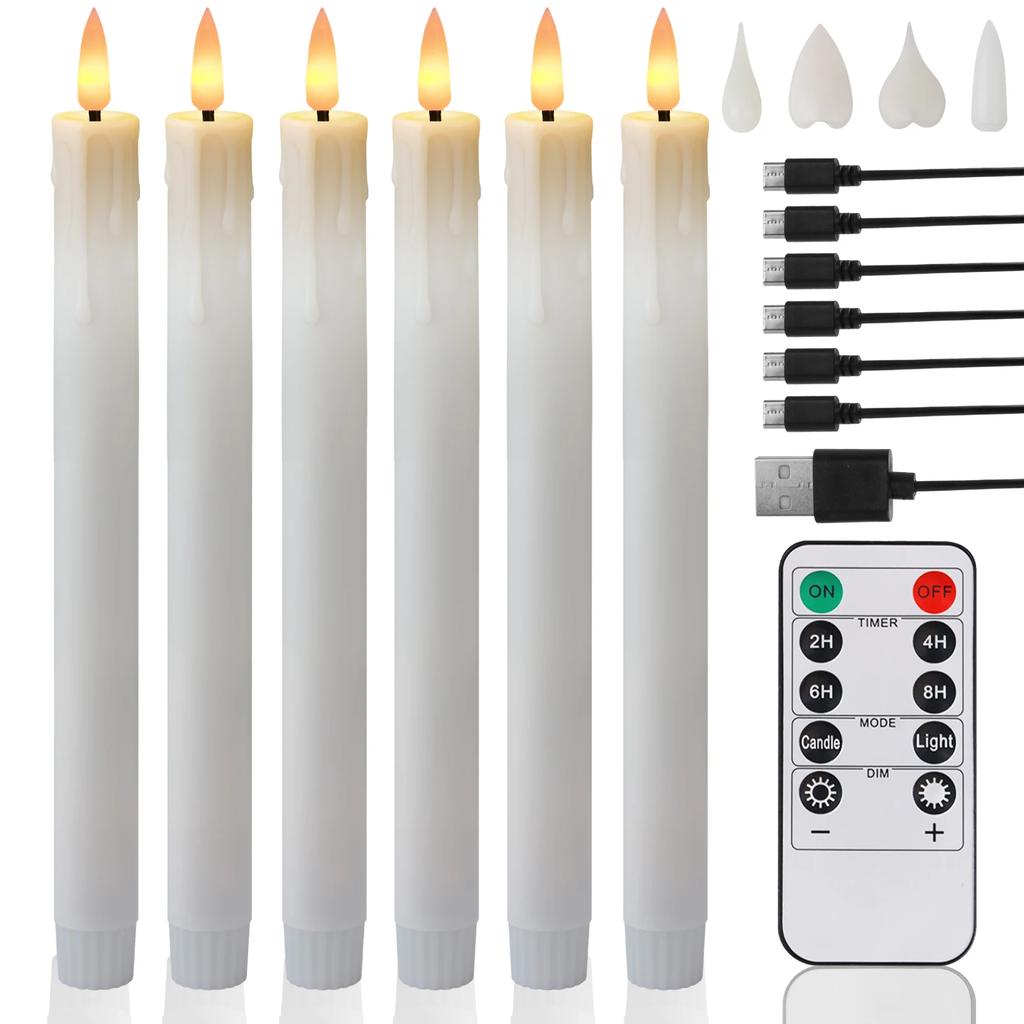 Flickering Taper Led Candles with Remote Control and Timer Flameless LED Candlesticks 3D Flame Candles for Christmas Halloween