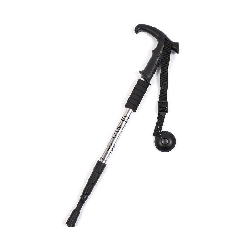 Shock-Absorbing Curved T-Handle Aluminum Alloy Cane 110cm серебряный
