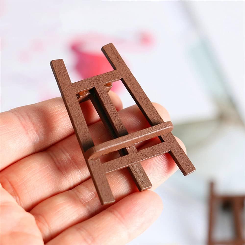 Puppenhaus-Dekorationszubehör, Miniatur-Staffelei aus Holz, Mini-Kreidetafel, Miniatur-Kunstbedarf für Puppen 1:12 Miniatur-Spielset