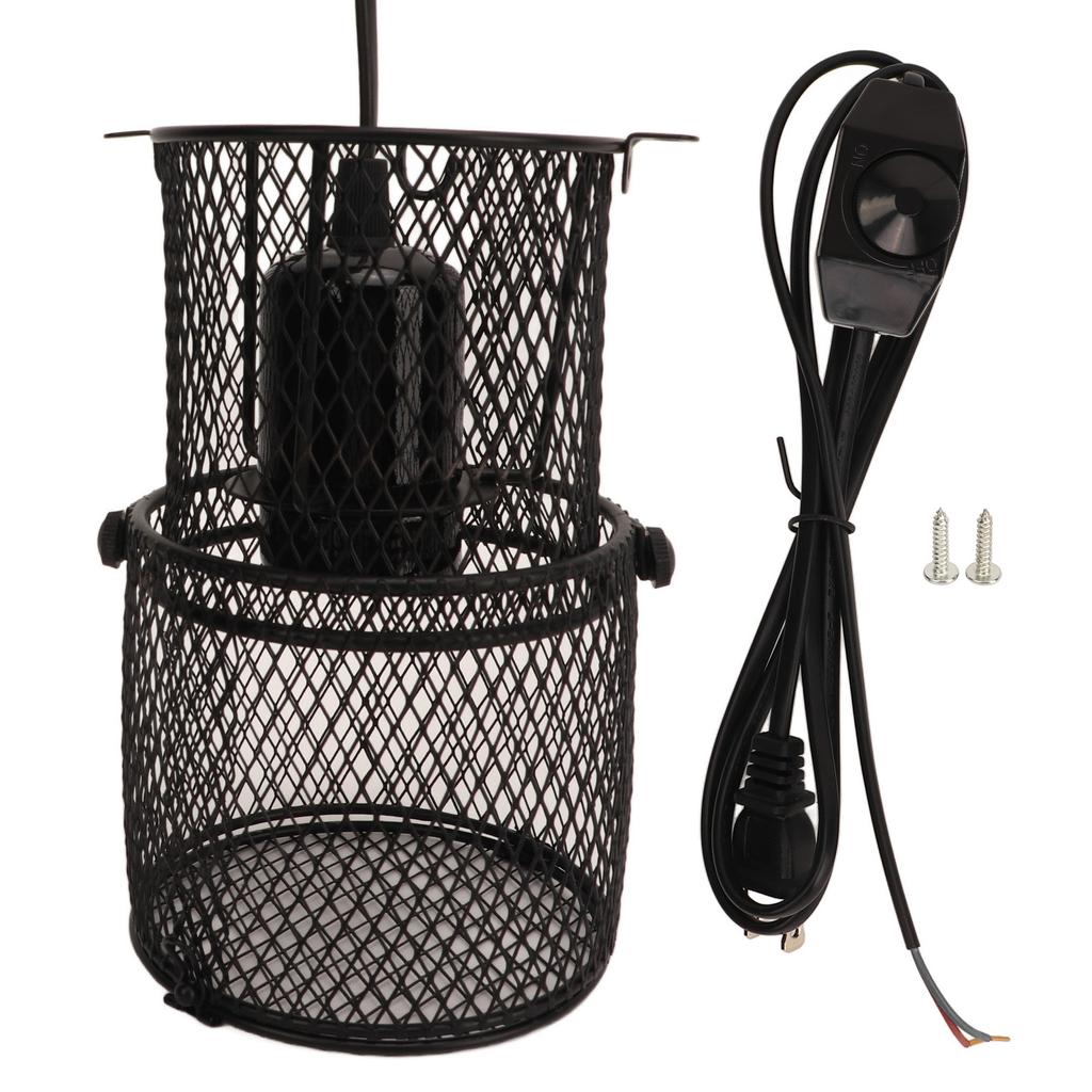 Reptile Heat Lamp Guard Design Retractable E27 Bulb Connector Reptile Heat Lamp Mesh Cover Safety for Snakes