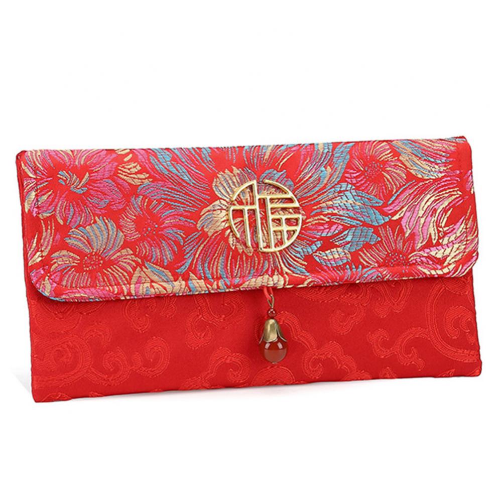 Chinese Style Lucky Money Bag Cloth Floral Red Envelope New Year Packet New Year's Money Pocket Money Spring Festival Supplies