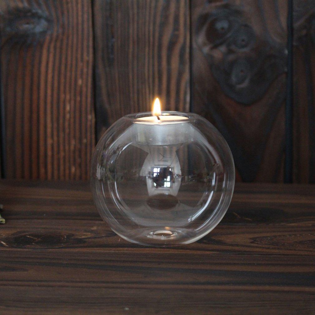 Buy 8/10/12CM Clear Round Hollow Heat Resistant Glass Candle Holder