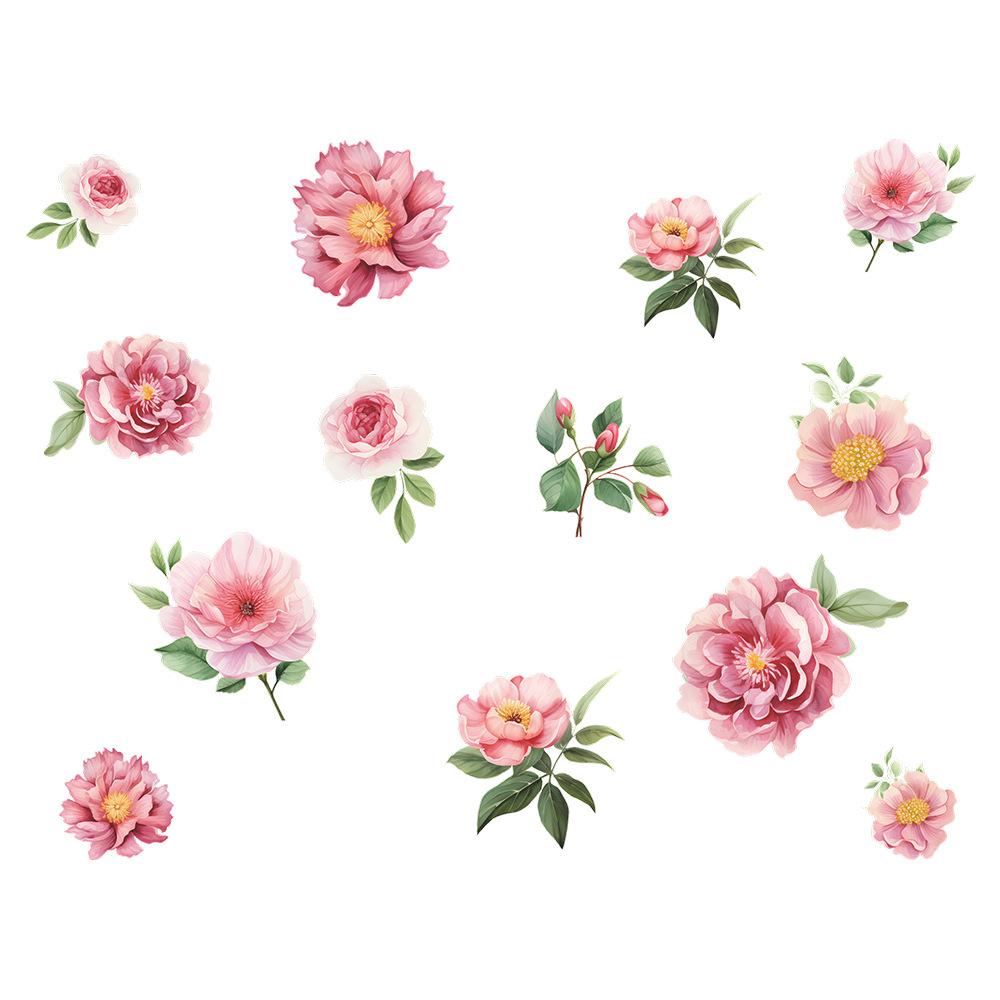 Artistic Pink Floral DIY Multi-Surface Sticker for Mirror Glass Window Home Decor Removable Decal