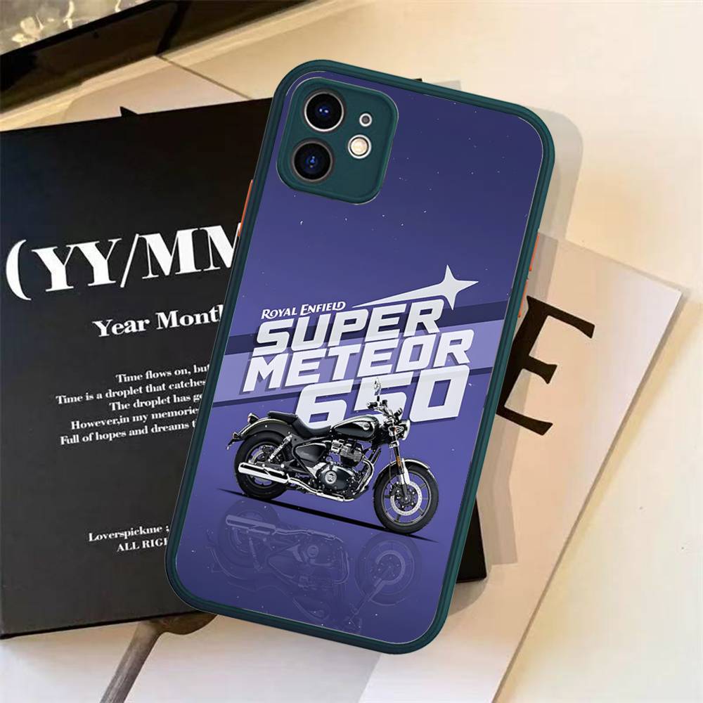 R-ROYALS E-ENFIELDS Logo For IPhone 11 12 13 14 15 16 Pro Max Plus X XS MAX Shockproof Matte Back Cover