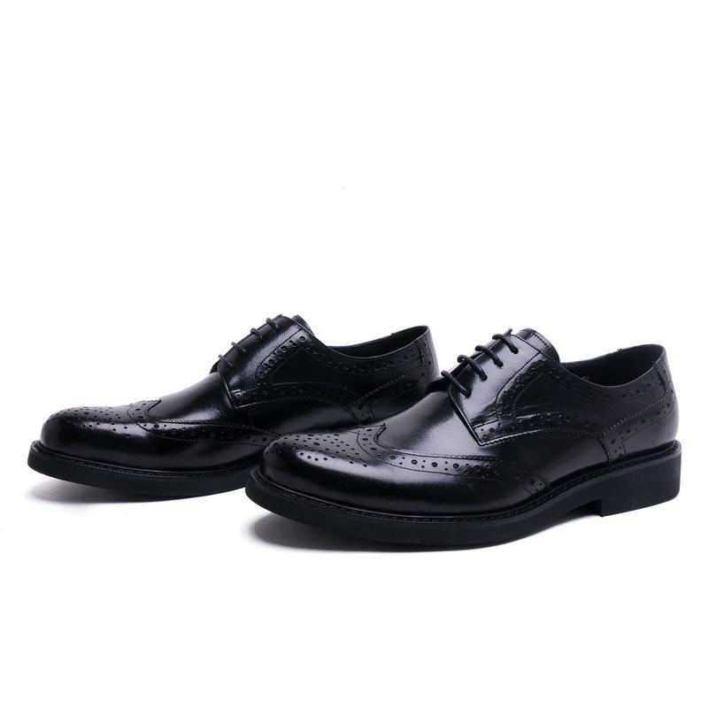 

Весенние мужские британские туфли из коровьей кожи с острым носком на шнуровке, формальные кожаные туфли US 8 чёрный