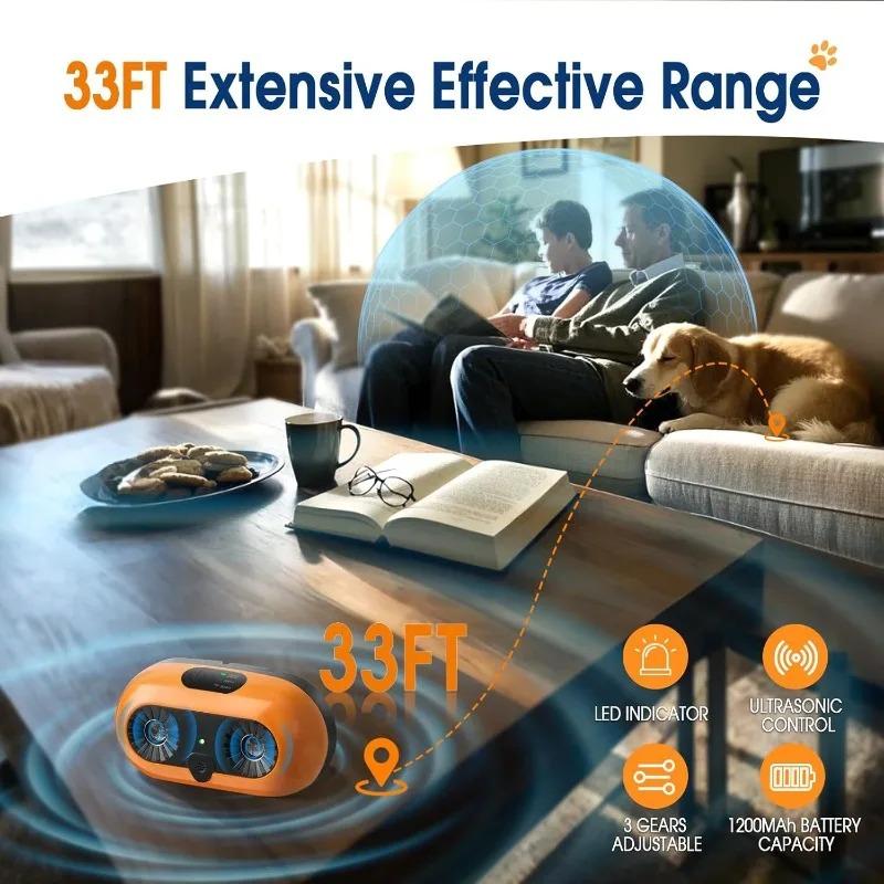 Dog Barking Control Device Sonic Deterrent Rechargeable 3 Mode Settings IP45 Weatherproof Stop Bark Tool for Yard Home