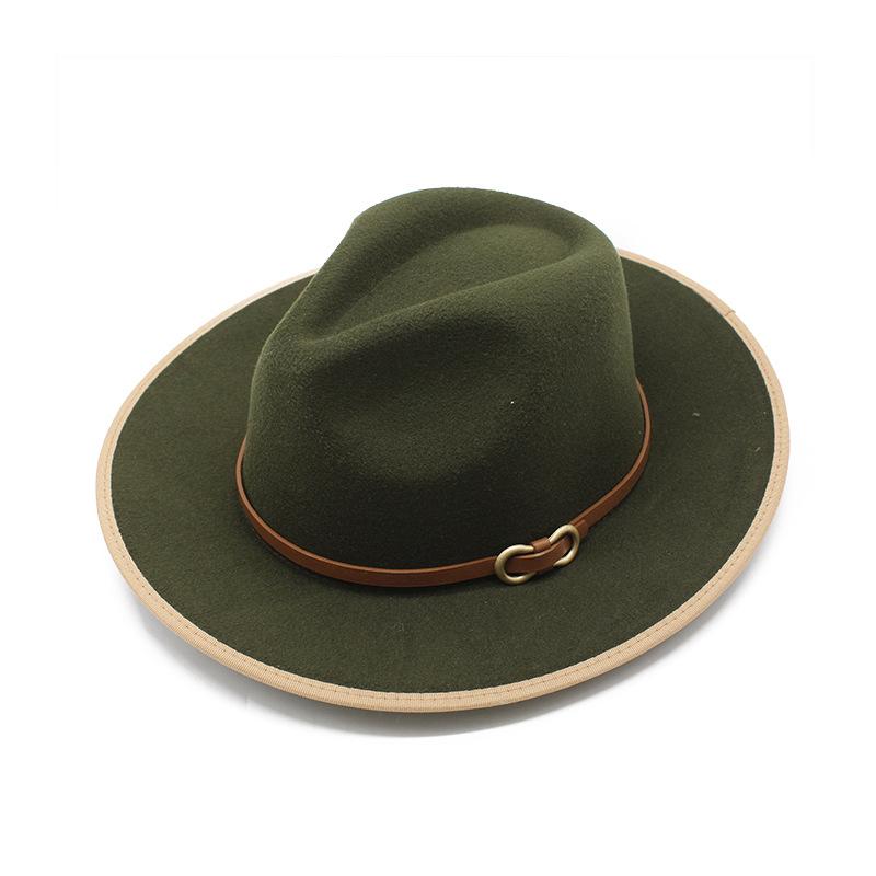 Men'S And Women'S Woolen Top Hats, Jazz Hats, Retro White Hemmed Woolen Hats, Flat Brims, Sunshade Eaves.