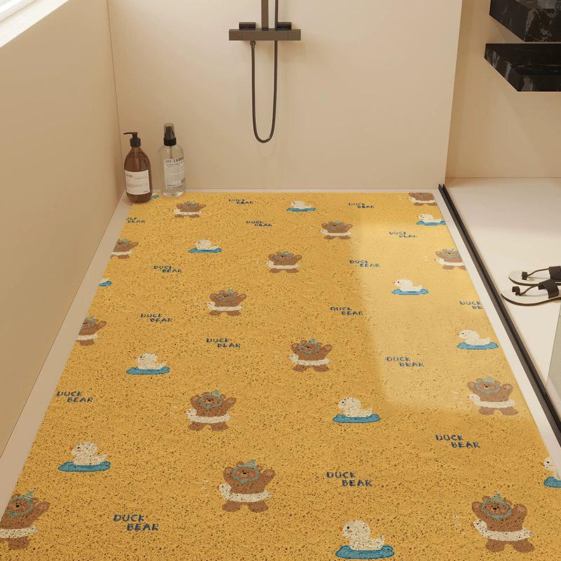 Cartoon Cute Fun Bathroom Floor Mat Household Hollow Dirt-Resistant Wear-Resistant Silk Ring Floor Mat Shower Room Non-Slip Easy To Take Care Of Floor