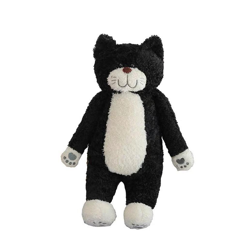 50CM Tea Rice Cat Plush Toy Black And White Splicing Plush Kawaii Cat Sleeping Leg Doll Festival Gift For Children Birthday Gift