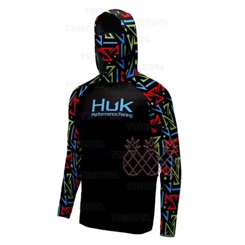 Mens Fishing Hooded Long Sleeve UPF 50 Sun Protection Rash Guard Outdoor Breathable Quick Dry Apparel