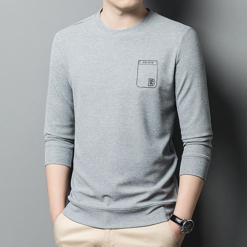 Spring and Autumn New Men's Round Neck T-Shirts for Young and Middle-aged Casual Trendy Sweaters Bottoming Shirts