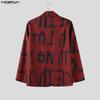 INCERUN Oversized Spring Men Lapel Neck Long Sleeve Print Button Thin Blazer Coats