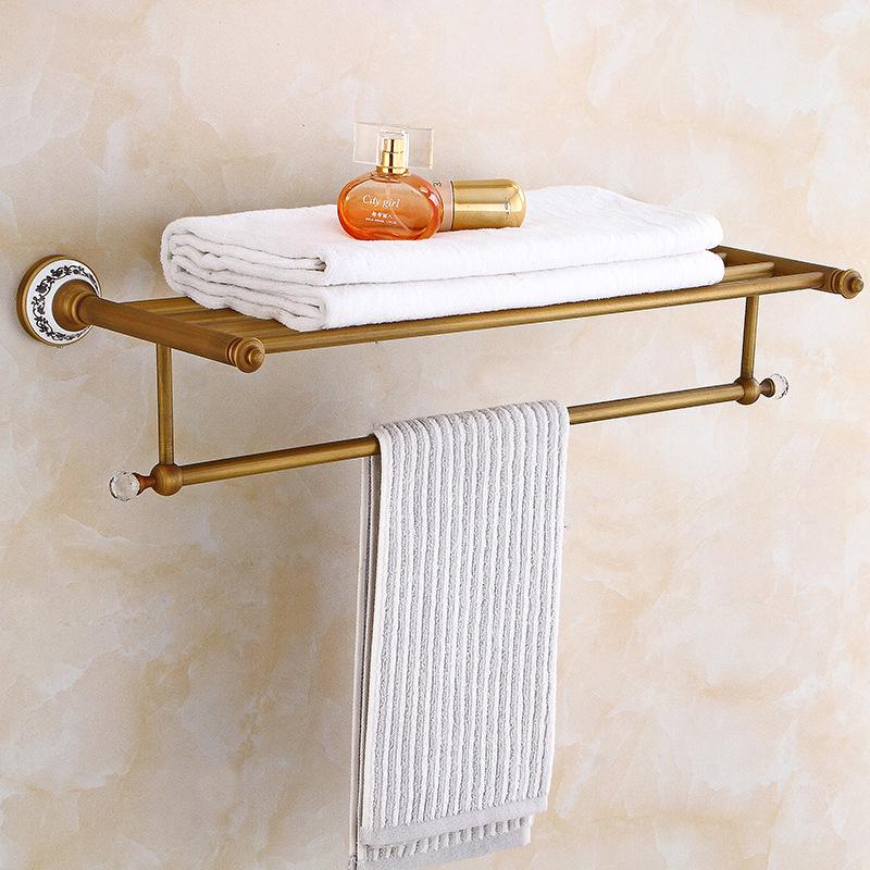 Antique Brass Bathroom Towel Rack & Accessories Set