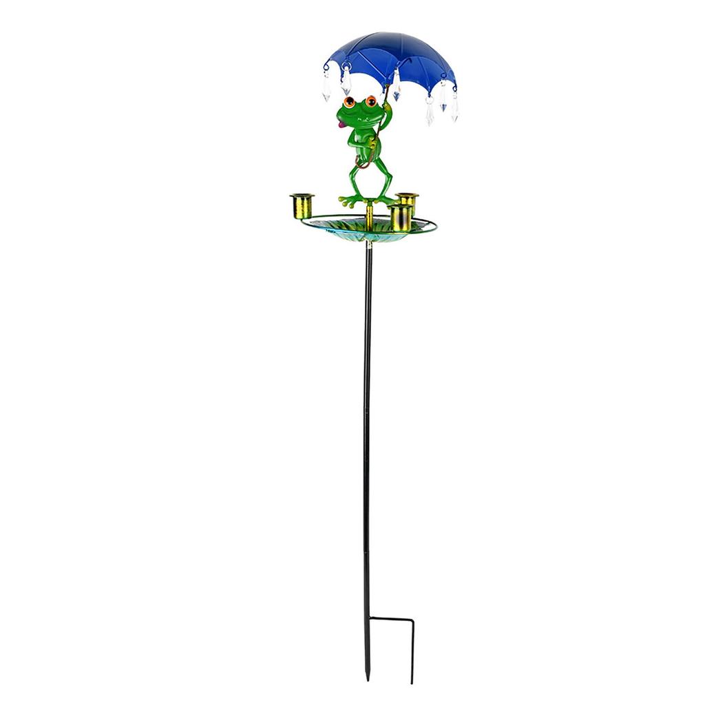 Wrought Iron Frog, Umbrella Bird Feeder, Outdoor Courtyard Garden