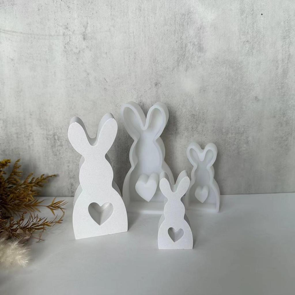 Easter Series Cute Rabbit Candle Silicone Mold Gypsum Car Mounted Incense Expanding Gypsum Decoration Mold Easter Aromatherapy Candle Mold