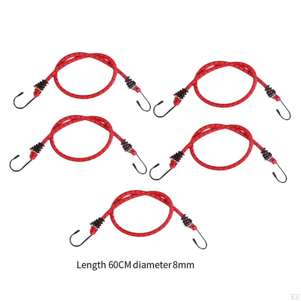 5 Pieces Bungee Cords with Hooks Bike Rear Seat Straps Mixed Colors Rubber Elastic Tie Downs