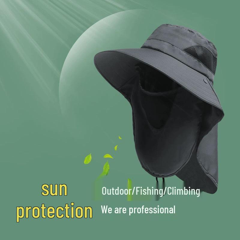 Popolare Cappello da Sole da Uomo a Tesa Larga con Mascherina - Stile Giapponese per Pesca, Alpinismo e Protezione Solare