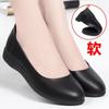 Work Shoes Women's Black Flat-soled Soft-soled Thick-heeled Leather Shoes Professional Work Interview Hotel Non-slip Flight Attendant Comfortable