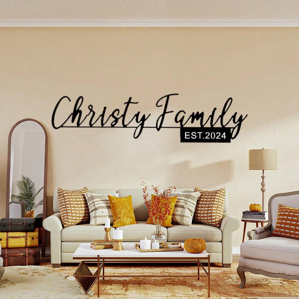 Custom Metal Family Name Sign Wall Art Personalized Calligraphy Decor for Home Outdoor Garden