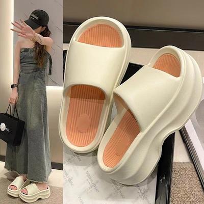 Fashion Thick EVA Slippers 2024 New Summer Women's Slippers Wear Home Platform Sandals Fashion Outwear Non Slip Elevated Slippers Women