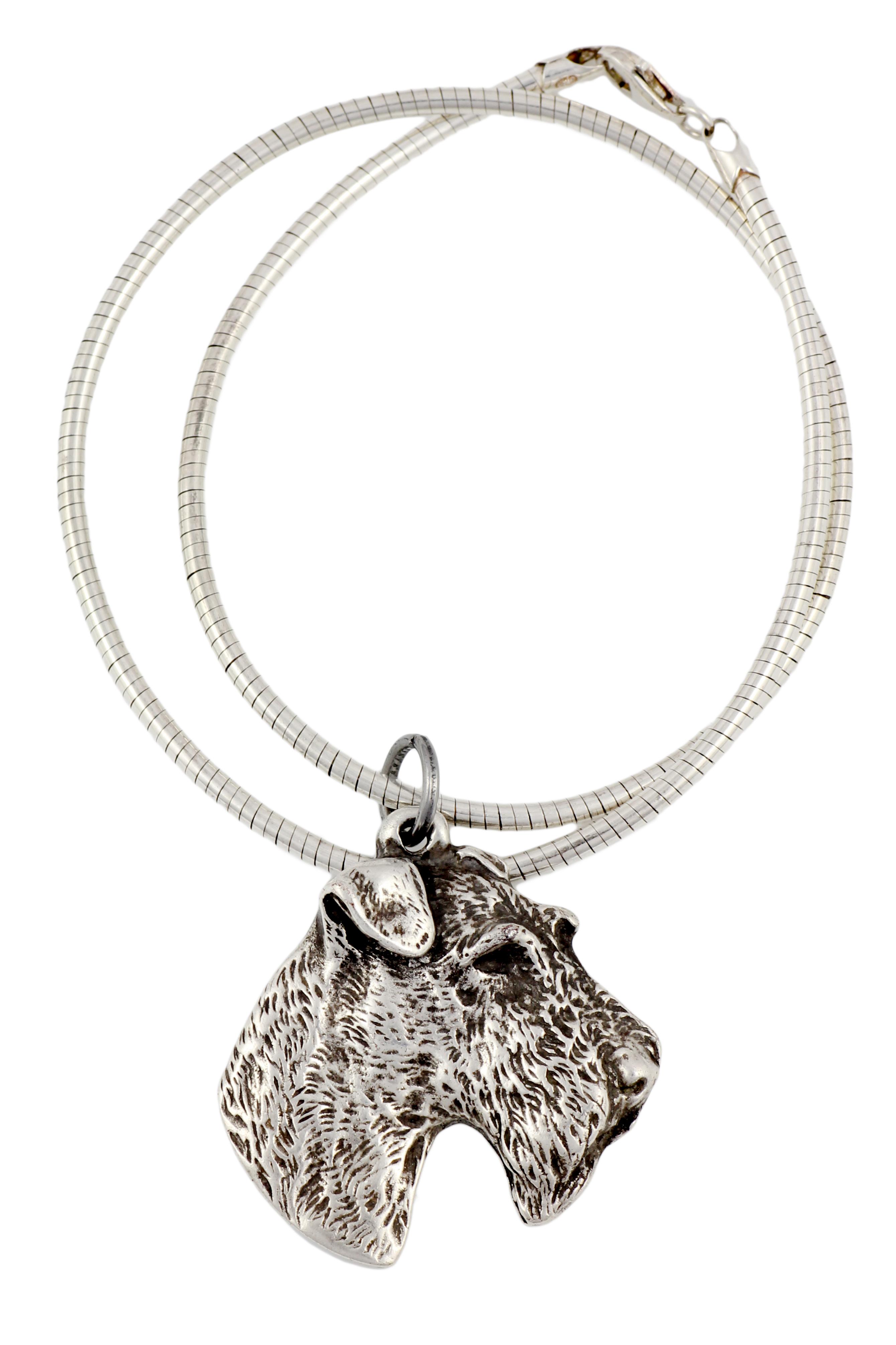 

Fox Terrier Wire - Dog necklace, unique jewellery for the dog fan, unique adder pendant by Art-Dog brand срібний