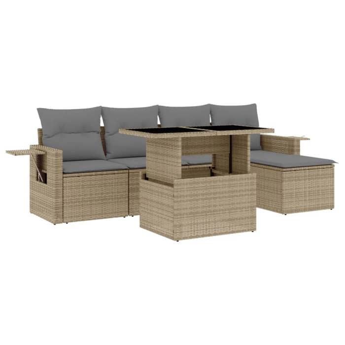 VidaXL Garden Lounge Set with Cushions 6 Pcs Beige Braided Resin 3267869