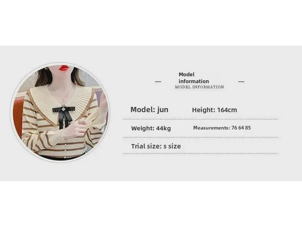 Women's Trendy Striped Long-Sleeve Collared Sweater - 2024 Autumn/Winter Fashion