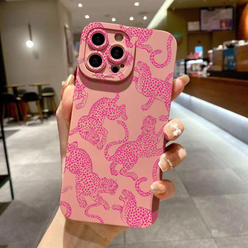 Pink Leopard Print Pattern Phone Case For iPhone 17 16 15 Pro Max 14 13 12 11 XS XR 7 8 Plus 16E Shockproof Soft Silicone Cover