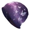 Unisex Dreamy Style Butterfly Knit Beanie - Romantic Pink-purple Gradient Butterfly Pattern, Durable Knit Fabric, Comfortable Stretch Fit, Casual Outd