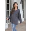 Multi Color Oversized Loose V-neck Solid Color Women's T-Shirts