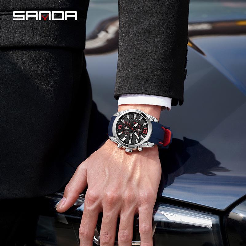 Sanda Quartz Men's Watch: Creative, Calendar, Multi-eye Design, Fashionable, Versatile.